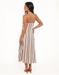Petal & Pup - Katherine Midi Dress - Brown Stripe