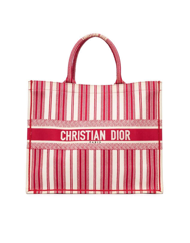 Dior - Pre-Loved Large Striped Book Tote