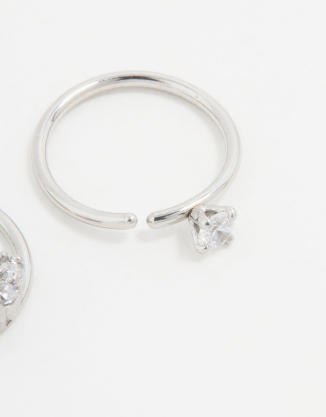 Lovisa - Surgical Steel Cubic Zirconia Nose Rings 2-Pack