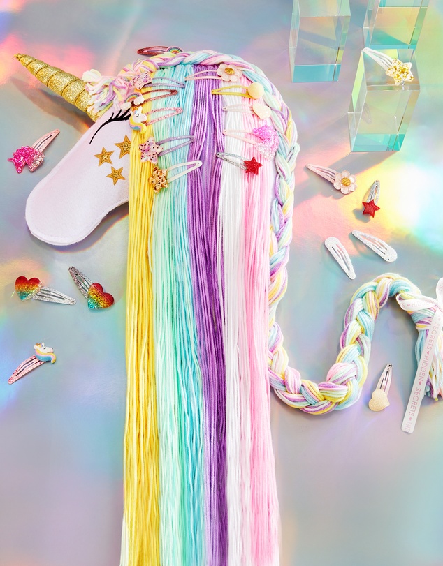 Mestige Kids - Sparkles Unicorn Hair Accessory Holder - Includes 4 Sets of Hair Clips