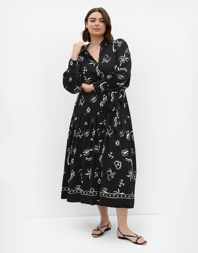 City Chic - Plus size Kinsley Print Maxi Dress - black