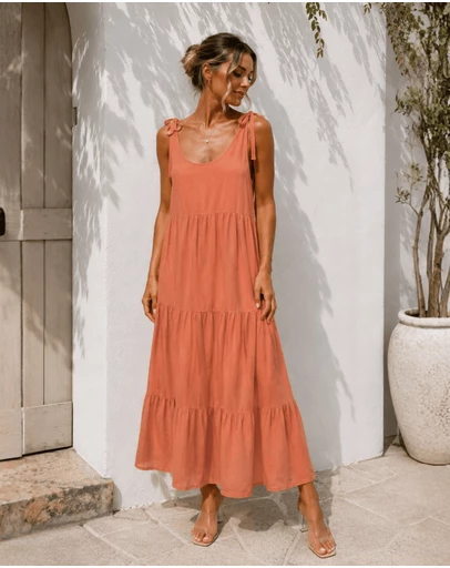 Esther & Co - Lydia Dress - Rust