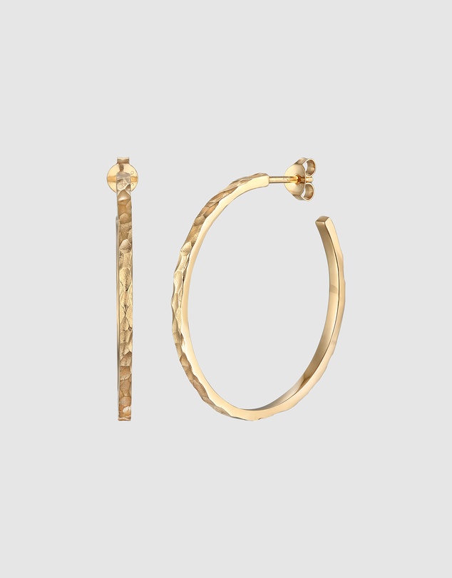 Elli Jewelry - Hammered Hoop Stud Earrings in Gold-Plated 925 Silver