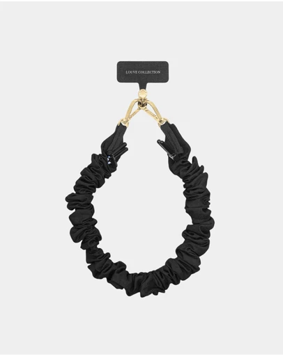 LOUVE COLLECTION - Universal Phone Strap Connector (Black) + Crunchy Black Strap