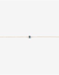 Michael Hill - Pear-Cut White Sapphire and Emerald-Cut London Blue Topaz Toi Et Moi Bracelet in 10kt Yellow Gold