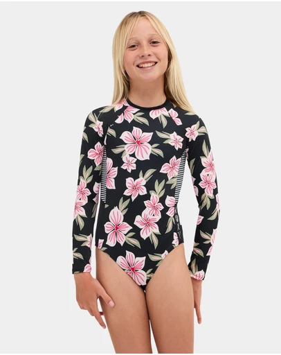 Roxy - Girls 8 to 16 Of The Pacific Long Sleeve One Piece Swimsuit