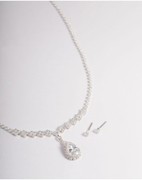Lovisa - Cubic Zirconia Diamond Pear Stone Necklace Set