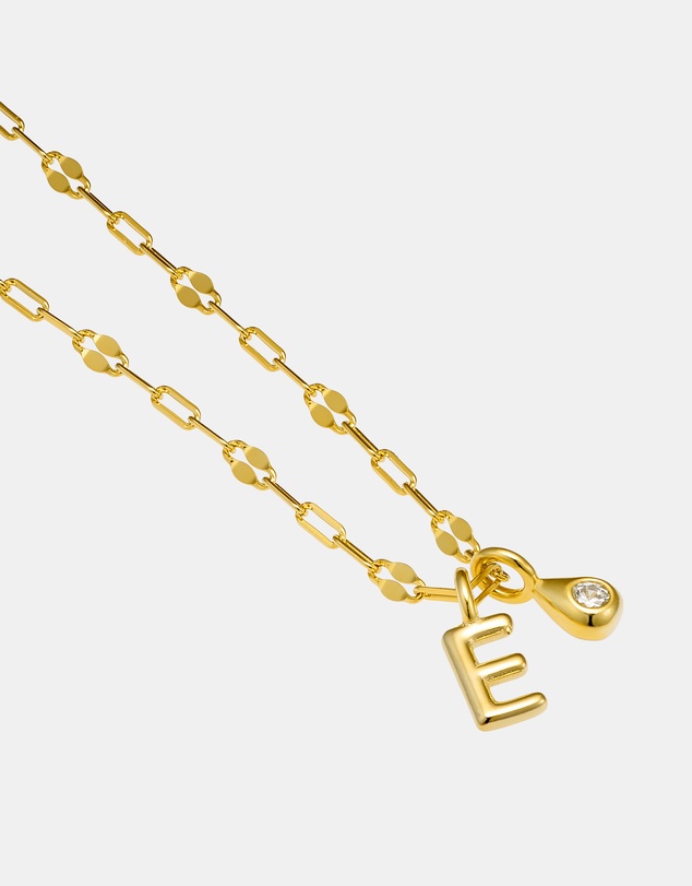 Zoe Olivia - 14K Gold Vermeil Imprint Initial E Cubic Zirconia Necklace