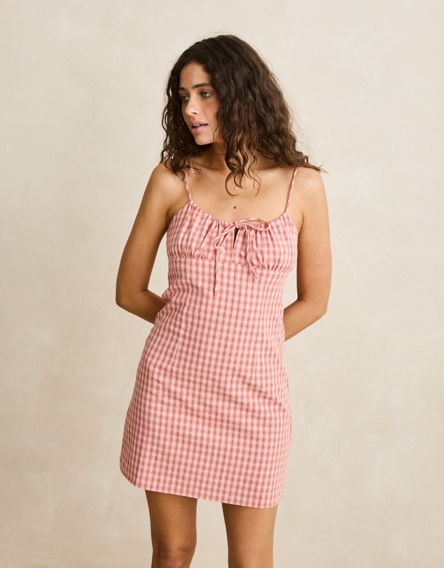 Rhythm - Kirra Check Gathered Mini Dress