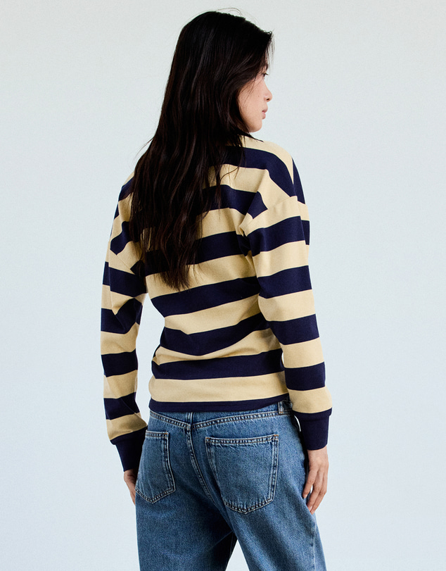 M.N.G - Striped Polo-Neck Sweater