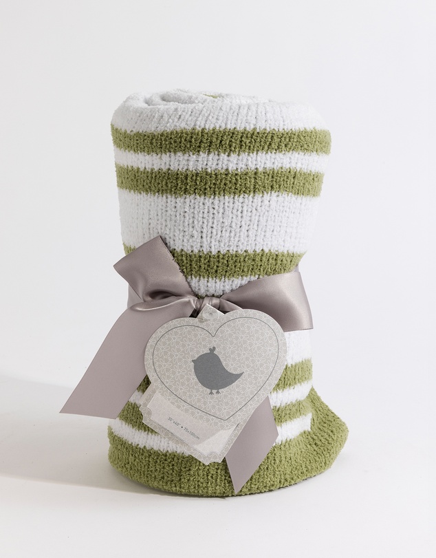 Living Textiles - Chenille Blanket - Chevron Sage