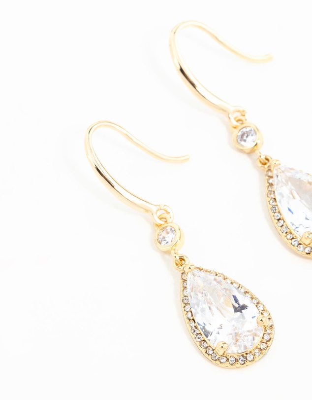 Lovisa - Gold Plated Pear Cut Cubic Zirconia Drop Earrings