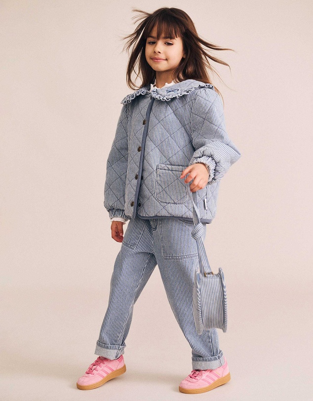 Huxbaby - Vintage Bow Collar Denim Jacket - Babies-Kids
