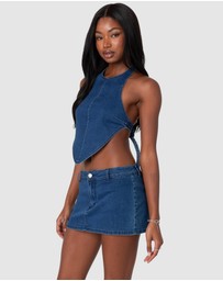 EDIKTED - Sydnie Denim Open Back Top