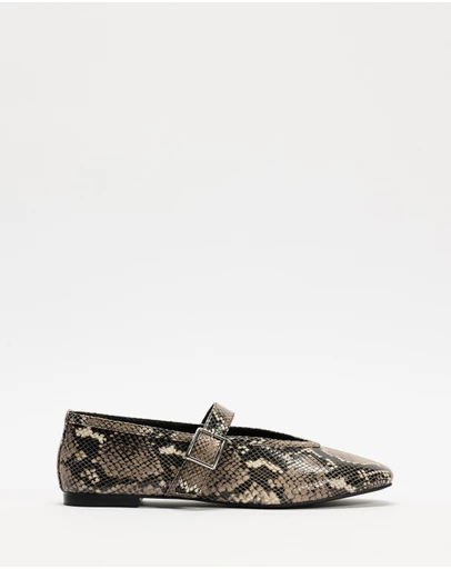 Atmos&Here - Riley Snakeskin Leather Ballet Flats