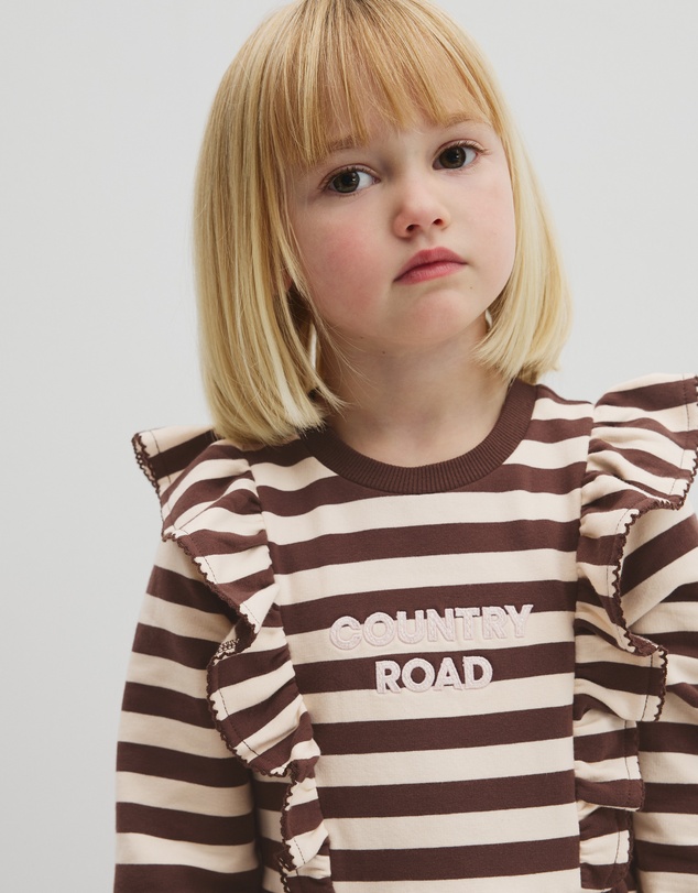 Country Road - Organically Grown Cotton Stripe Ruffle Sweat Dress