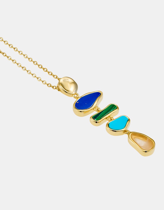 Zoe Olivia - 14K Gold Vermeil Multistone Drop Necklace
