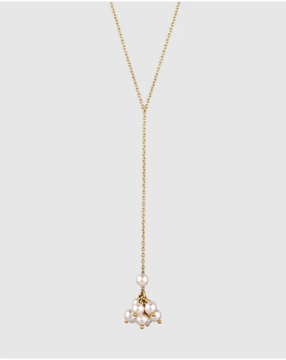 Elli Jewelry - Necklace Pearl Y-Shape Bridal 925 Sterling Silver Gold-Plated