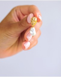 Elli Jewelry - Earrings Stud Shell Pearl 925 Sterling Silver Gold-Plated