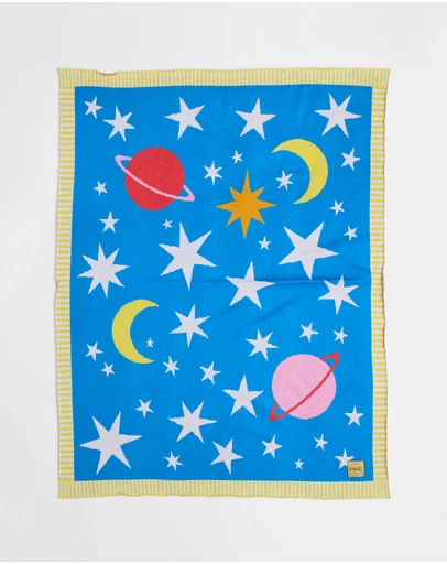 Kip&Co - Stars And Moon Cotton Knitted Blanket - Babies