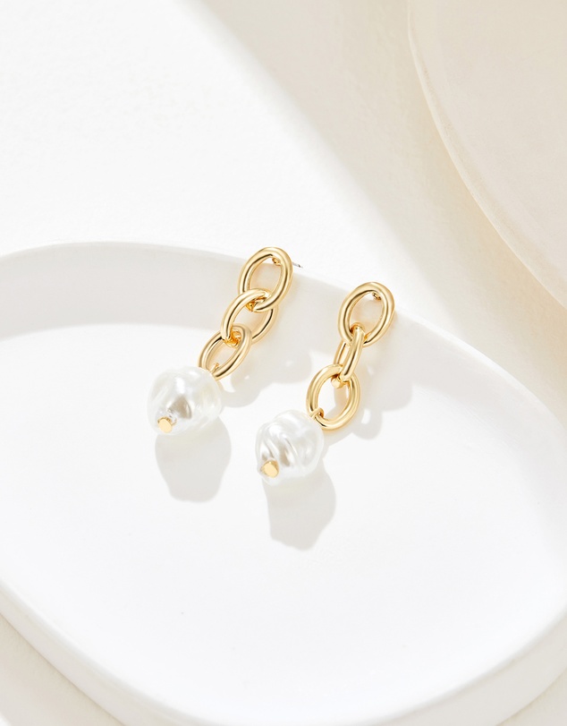 Mestige - Tribute Baroque Pearl Earrings - 18K Gold Plated