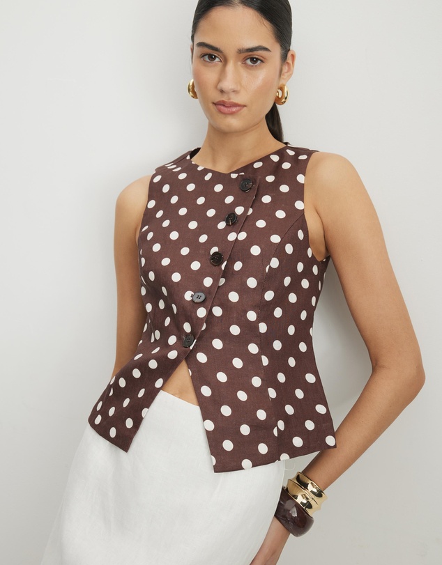 AERE - Tessa Linen Asymmetric Crew Vest