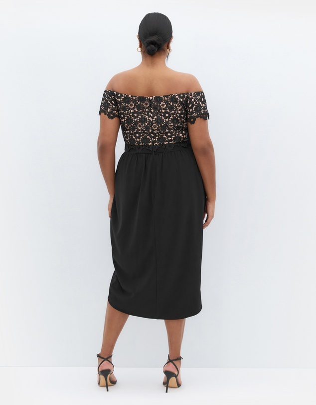 City Chic - Plus sizeLace Glamour Midi Dress - black