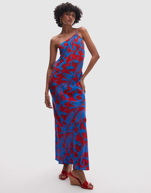 TOPSHOP - Asymmetric One Shoulder Open Back Midi Occasion Dress