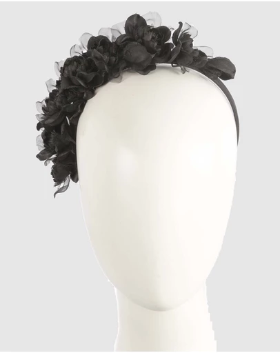 Max Alexander - Black Flowers Fascinator