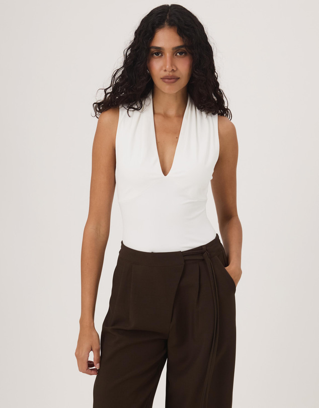 Atmos&Here - Charlotte High V-Neck Gathered Top