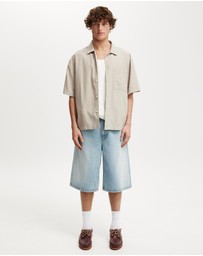 Cotton On - Eli Linen Blend Short Sleeve Shirt