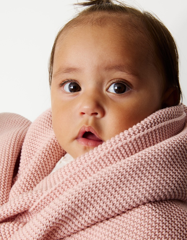 Living Textiles - Pram Knitted Blanket - Dusty Rose