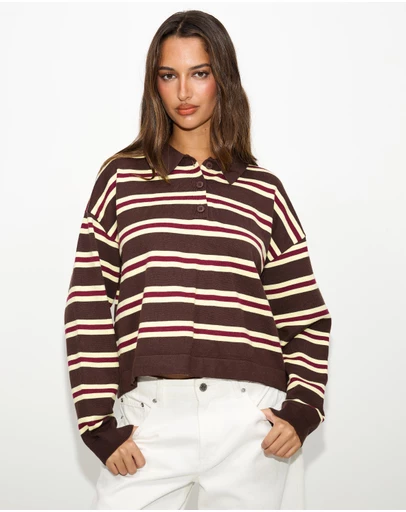 Dazie - Piper Stripe Knit Polo