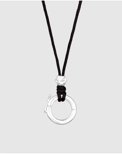 Kuzzoi - ICONIC EXCLUSIVE - Necklace Male Circle Nylon Chain 925 Sterling Silver
