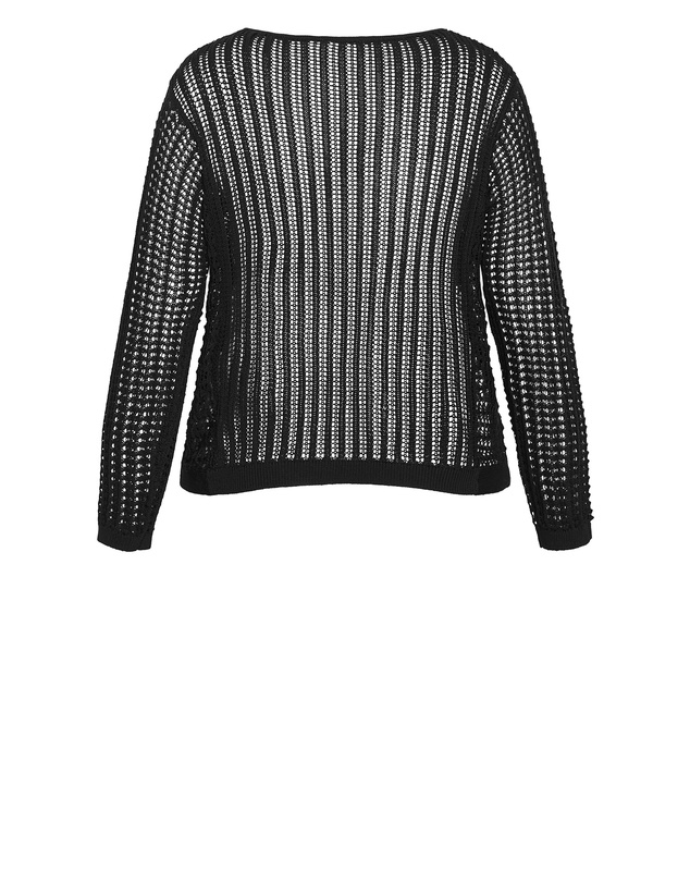 City Chic - Plus size Crochet Slouch Top - black