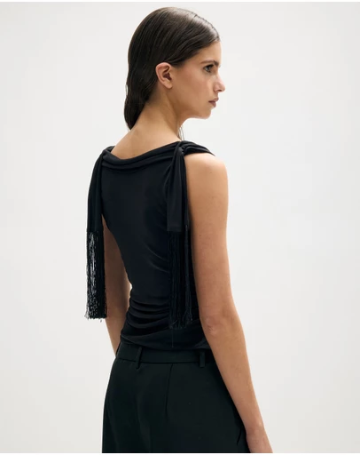Minima Esenciales - Auden Jersey Fringe Scarf Top