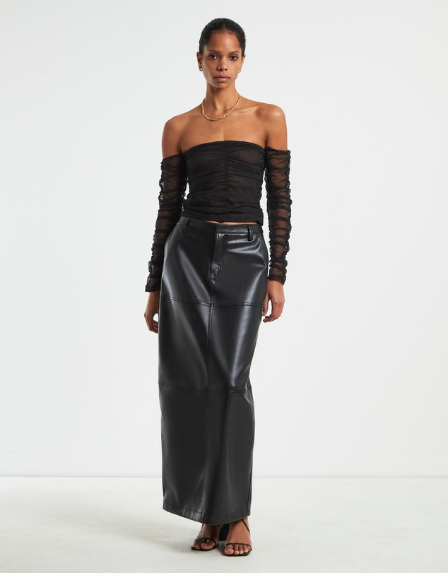 Alice In The Eve - Millie Leather Look Maxi Cargo Skirt