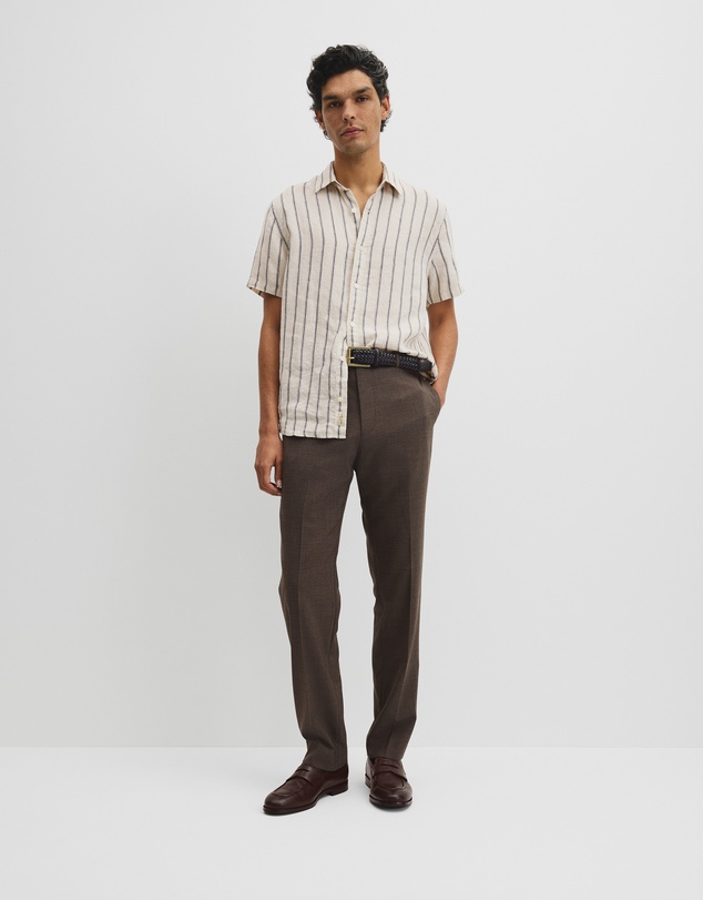 Country Road - Short Sleeve Regular Fit Linen Stripe Shirt