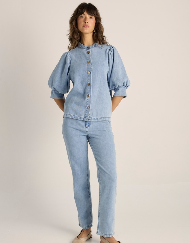 Fate + Becker - Lila Denim Balloon Shirt