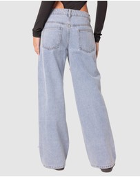 EDIKTED - Lucille Low Rise Satin Bow Jeans