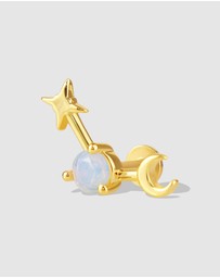 Wanderlust + Co - Birthstone Constellation Gold Flat Back Earring - Oct