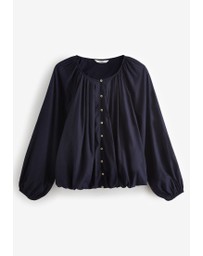 NEXT - Pleat Front Button Through Long Sleeve Blouse