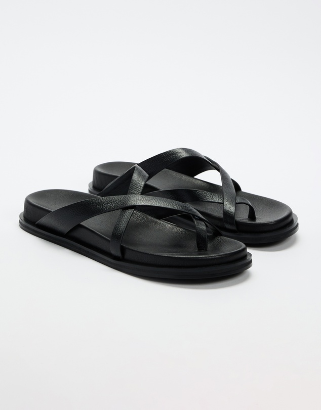 AERE - Roxy Leather Crossover Footbed Sandals - Women's