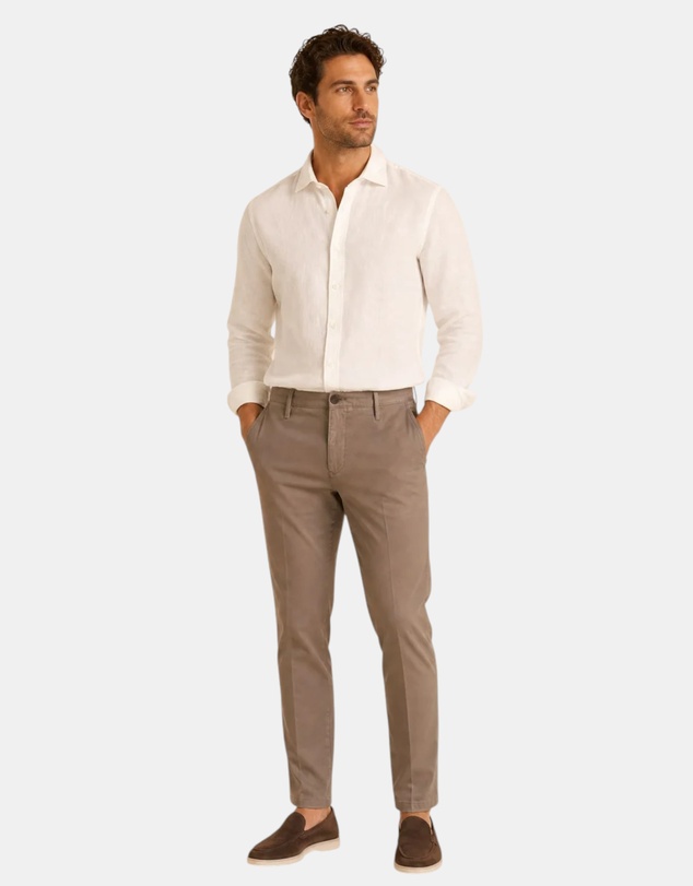 Henry Bucks - HENRY SARTORIAL Linen Classic Fit Shirt WHITE