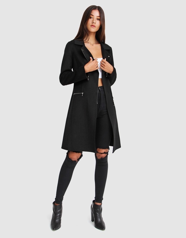 Belle & Bloom - Last Chance Wool Blend Moto Coat