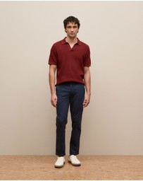 Trenery - Cotton Texture Stitch Polo in Auburn