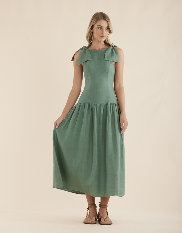 Amelius - Mavie Bow Linen Maxi Dress