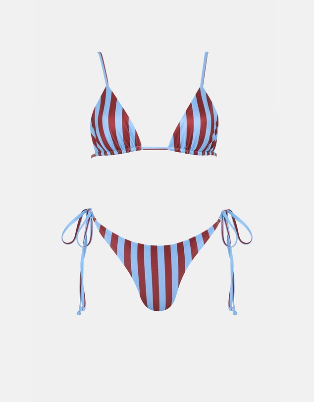 Sol Sana - Eclipse String Bikini Bottom Burgundy Stripe