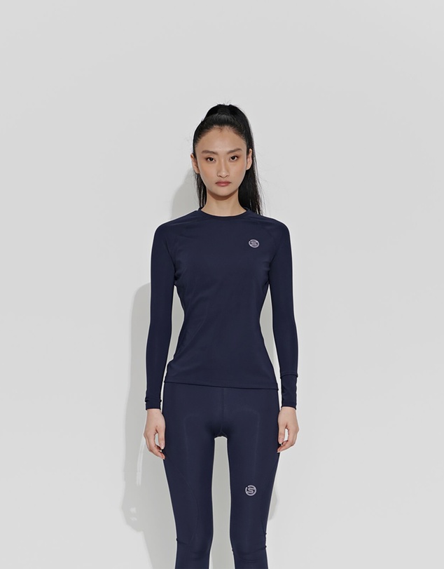 SKINS - SKINS Compression Women's Series-2 Activewear Long Sleeve Top Navy Blue