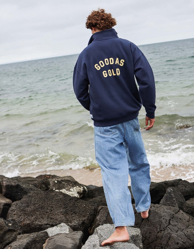Skwosh - Good As Gold Half Zip Sweat in Navy